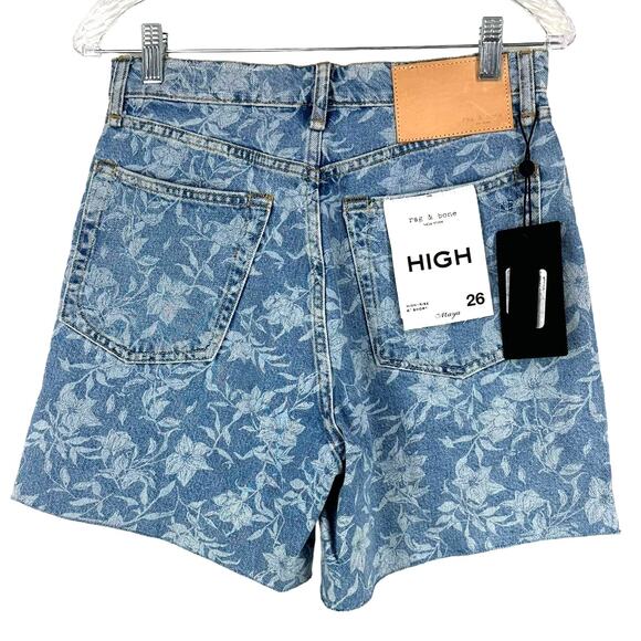 Rag & Bone NWT Maya High Rise 6" Shorts Laser Floral Size 26 Cutoff Raw Hem - Picture 3 of 10